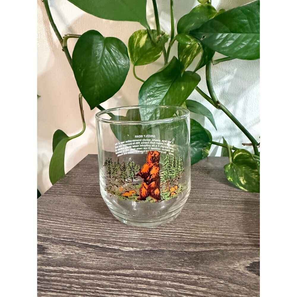 Grizzly bear glass vintage cup